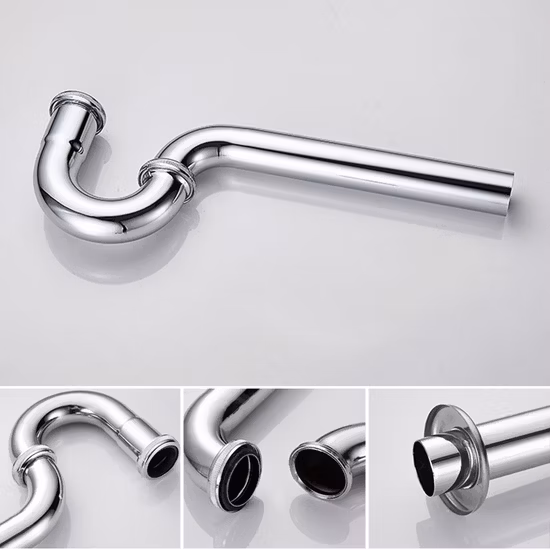 Alife 1-1/4 Square Brass Basin Waste Siphon Odour Bottle Trap with Stainless Steel Pipe