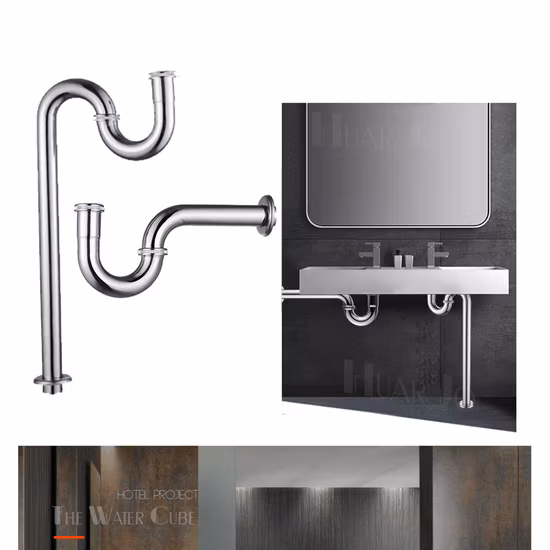 Alife 1-1/4 Square Brass Basin Waste Siphon Odour Bottle Trap with Stainless Steel Pipe