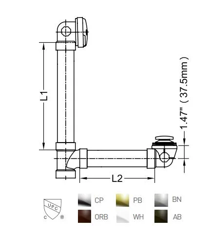 Flexible Sch40 PVC Bath Waste, Toe Touch